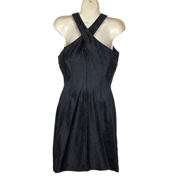 Samuel Dong Mini Dress Size Small Black Bodycon Fitted Embroidered Sleeveless - Picture 2 of 8